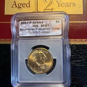 2007-P John Adams Satin Finish Presidential Dollar - ICG graded SP67